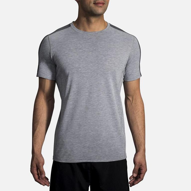 Brooks Distance Mens Short Sleeve Running Shirt - Grey - Indonesia (BPCS-80732)